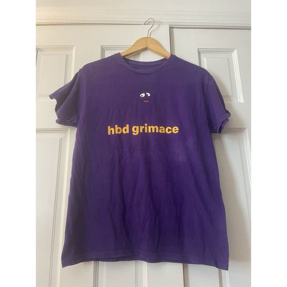 McDonald's HBD Grimace Employee Promo T-Shirt Purple Crew Uniform 2023